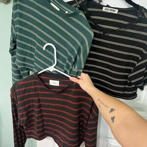 Joah Brown Striped Women's Top - Black